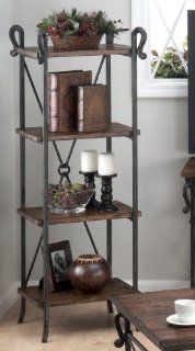 Jofran 772 8 Rutledge Etagere w/ 4 Wooden Shelves in Distressed Rustic Pine   Storage Cabinets
