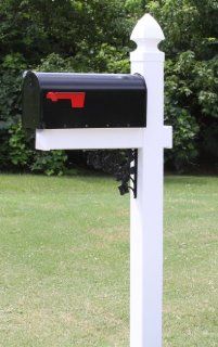 The Pocono Vinyl / PVC Mailbox Post   White (Includes Mailbox)   Mailbox Poles  