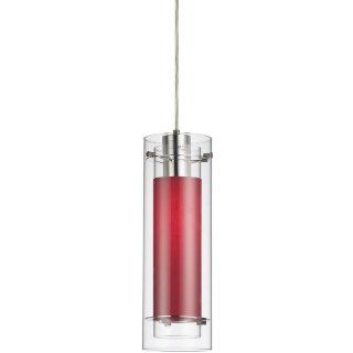Dainolite 22152 CL 795 PC Single Pendant Clear Glass with Fabric Insert, Polished Chrome Red   Ceiling Pendant Fixtures  