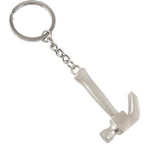Mini Alloy Hammer Shape Pendant Keyring Key Chain Silver Tone Clothing