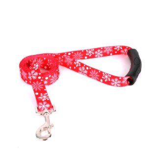Yellow Dog Design EZ Lead, 3/4 by 60 Inch, Red Snowflakes  Pet Leashes 