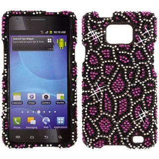 Leopard Black Bling Rhinestone Diamond Faceplate Hard Skin Case Cover for Samsung Galaxy S II 2 Two Attain SGH i777 i9100 AT&T w/ Free Pouch Cell Phones & Accessories