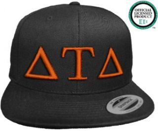 DELTA TAU DELTA Flat Brim Snapback Hat Orange Letters / DTD  Delt  Fraternity Cap Novelty Baseball Caps Clothing