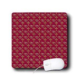 mp_35986_1 777images Designs Patterns   Small gold entwined hearts and cross on a maroon or burgundy background.   Mouse Pads 