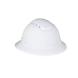 3M Full Brim Hard Hat H 801V, 4 Point Ratchet Suspension, Vented, White Hardhats