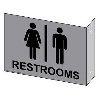 Restrooms Black on Gray Sign RRE 6980Proj BLKonGray Restrooms  Business And Store Signs 