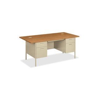 HON Company Products   Double Pedestal Desk, w/Overhang, 72"x36"x29 1/2", CWN/BK   Sold as 1 EA   Double pedestal desk of the HON Metro Classic Series offers crisp, rectangular styling in contemporary colors and monochromatic pulls. Design f