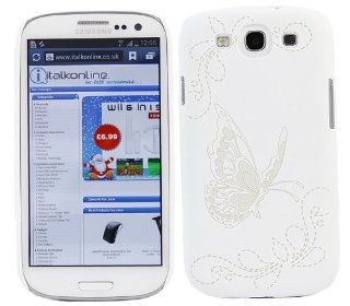 iTALKonline WHITE BUTTERFLY Pattern Super Slim Hydro Hard Protective Armour/Case/Skin/Cover/Shell for Samsung i9300 Galaxy S3 III Cell Phones & Accessories