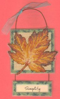 Completed Leaf with Simplify Message Cross Stitch 