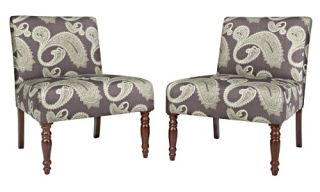 angeloHOME Bradstreet Chair Set   Feathered Paisley Amethyst Purple   Accent Chairs