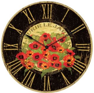 Infinity Instruments Le Jar din Red Poppy 24 in. Antique Wall Clock   Wall Clocks