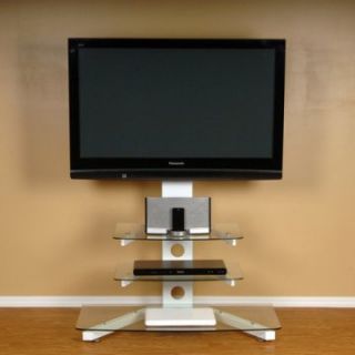 RTA Home and Office T1D 104 NEW Tier One Designs White with Clear Glass TV Mount   TV Stands