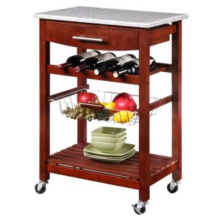 Granite Top Kitchen Cart with Wenge Base   Kitchen Islands and Carts