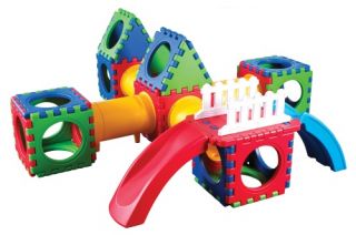 ECR4KIDS 44 Piece Large Cube Play with Slide   Outdoor Equipment