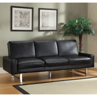Echo Black Leather Convertible Sofa   Sofas