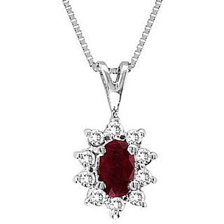 14k Gold Lady Di Ruby and Diamond Pendant Jewelry