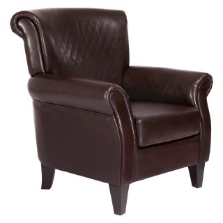 Brent Quilted Leather Club Chair   Brown   Club Chairs