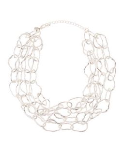 Multi Row Hammered Link Necklace
