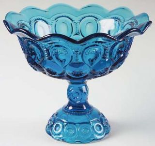 Smith Glass  Moon & Star Blue Round Compote   Height x Width   Blue