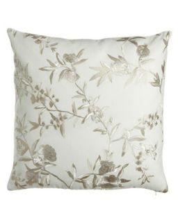 Embroidered Floral Pillow, 24Sq.