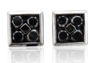 Mens 10k Black Gold Square Black Diamond Earrings Studs   0.50 carat Black Diamond Earings Jewelry