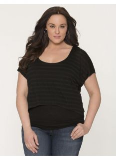 Lane Bryant Plus Size Layered look striped top     Womens Size 14/16, Black