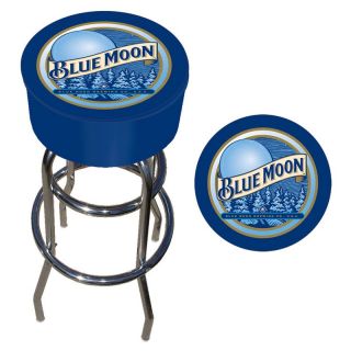 Blue Moon Logo 30 in. Padded Backless Swivel Bar Stool   Game Room & Billiards