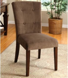 Furniture of America Celine Velvet Fabric Dining Side Chairs   Espresso   Set of 2   Dining Chairs