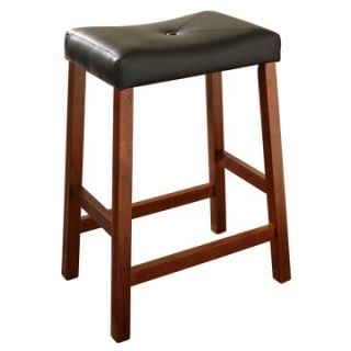 Crockett 24 in. Upholstered Saddle Seat Counter Stool   Set of 2   Dining Chairs