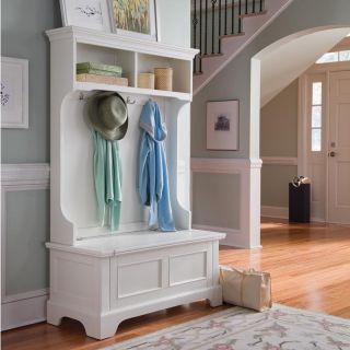 Home Styles Naples White Hall Tree with Storage Bench   Hall Trees