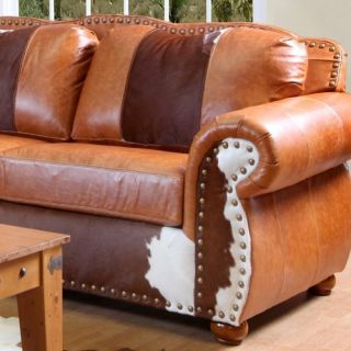Chelsea Home 100% Top Grain Leather and Cowhide Rawhide Sofa   Sofas