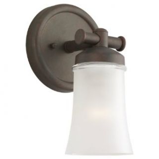 Sea Gull Lighting 44483 814 Newport Vanity and Bath Bar, Clear Highlighted Satin Etched Glass Shade and Misted Bronze, 2 Light   Vanity Lighting Fixtures  