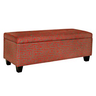angeloHOME Kent Storage Bench Candy Red and Brown Maze   Ottomans