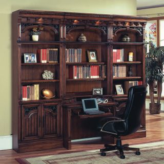 Parker House Barcelona Space Saver Bookcase Library Wall With 2 Piece Library Desk   Bookcases