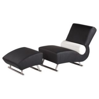 Chintaly Deville Lounge Chair with Ottoman   Black   Accent Chairs