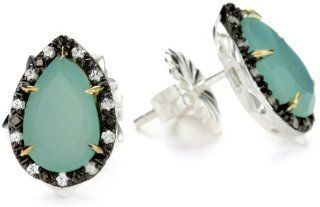 Elizabeth and James Thorns Sterling Silver Aqua Chalcedony Stud Earrings Jewelry