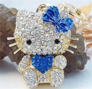 Hello Kitty Swavorski Keychain (Blue)  Key Tags And Chains 