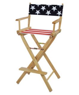 American Flag 30 inch Bar Height Directors Chair   Natural   Tall Directors Chairs