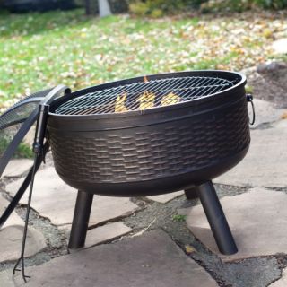 Fire Sense 24 in. Wicker Design Fire Pit with Cooking Grate   Fire Pits