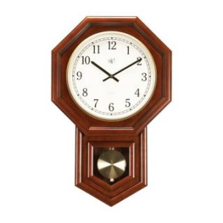 River City Clocks Schoolhouse Radio Controlled Clock with Pendulum   Wall Clocks