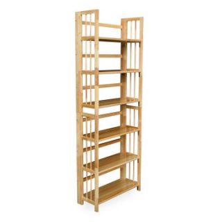 3 Tier Stackable Folding Wood Bookcase   Natural   Bookcases