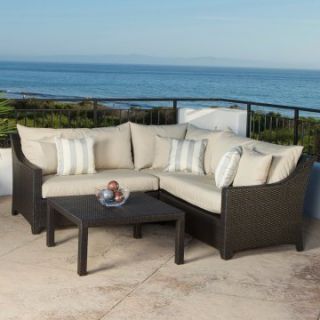 RST Outdoor Slate 4 Piece Corner Sectional Sofa and Coffee Table Set   Conversation Patio Sets