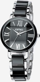 KIMIO K470L Ladies Roman Quartz Wrist Watch Daily Resin Bracelet Wristwatch Stainless Steel Black Watches