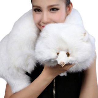 Arctic Fox Fur Scarves Shawl White 52" Clothing
