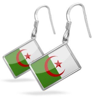 Earrings "Algeria Flag" with French Sterling Silver Earring Hooks Dangle Earrings Jewelry