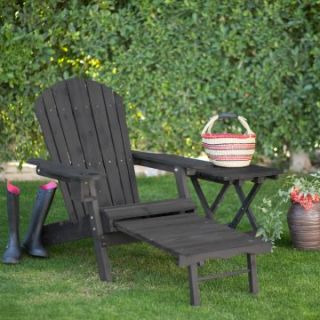 Coral Coast Big Daddy Adirondack Chair with Pull Out Ottoman and Cup Holder   Charcoal Stained   Adirondack Chairs