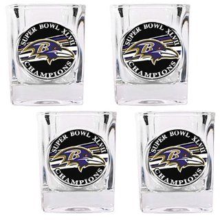 Great American Baltimore Ravens Super Bowl XLVII Champions Shot Glass Set   Set of 4 Sports & Outdoors