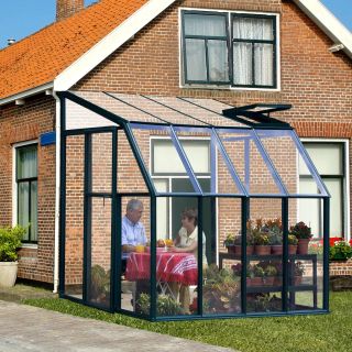Rion Sunroom Clear 6.42 x 8.5 ft. Lean To Green Frame Greenhouse Kit   Greenhouses