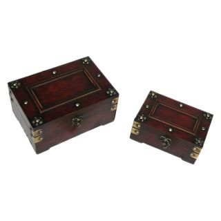Keystone Aged Rectangle Treasure Chest Jewelry Box   Set of 2   Womens Jewelry Boxes