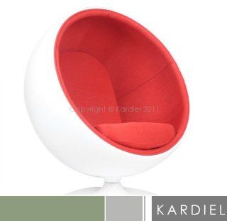Kardiel Ball Chair, White/Red   Living Room Chairs